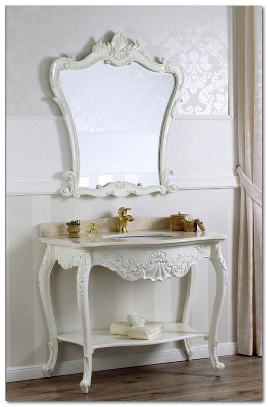 Mobili Buscemi - Arredamenti - Consolle lavabo con specchiera finitura Shabby  Chic bianco provenzale 114