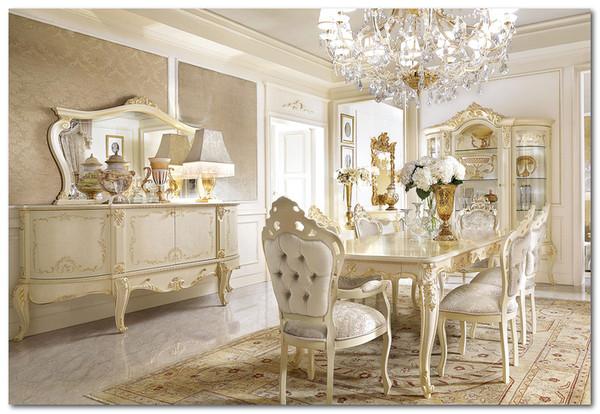Mobili Buscemi - Arredamenti - Sala da Pranzo Luxury David 568 laccata  patinata con particolora in oro